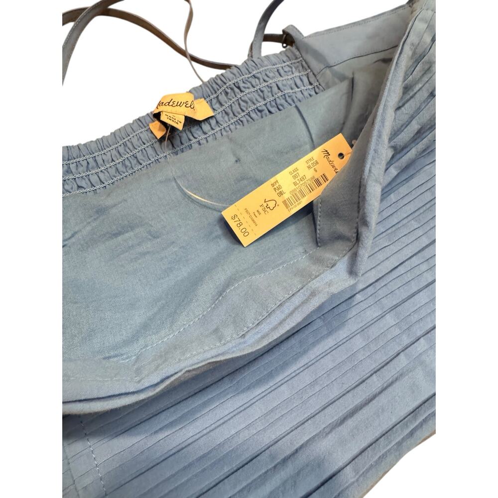 MADEWELL NWT Poplin Crop Tube Top Ornamental Blue Pleated Crisscross Size 6 - Picture 8 of 12
